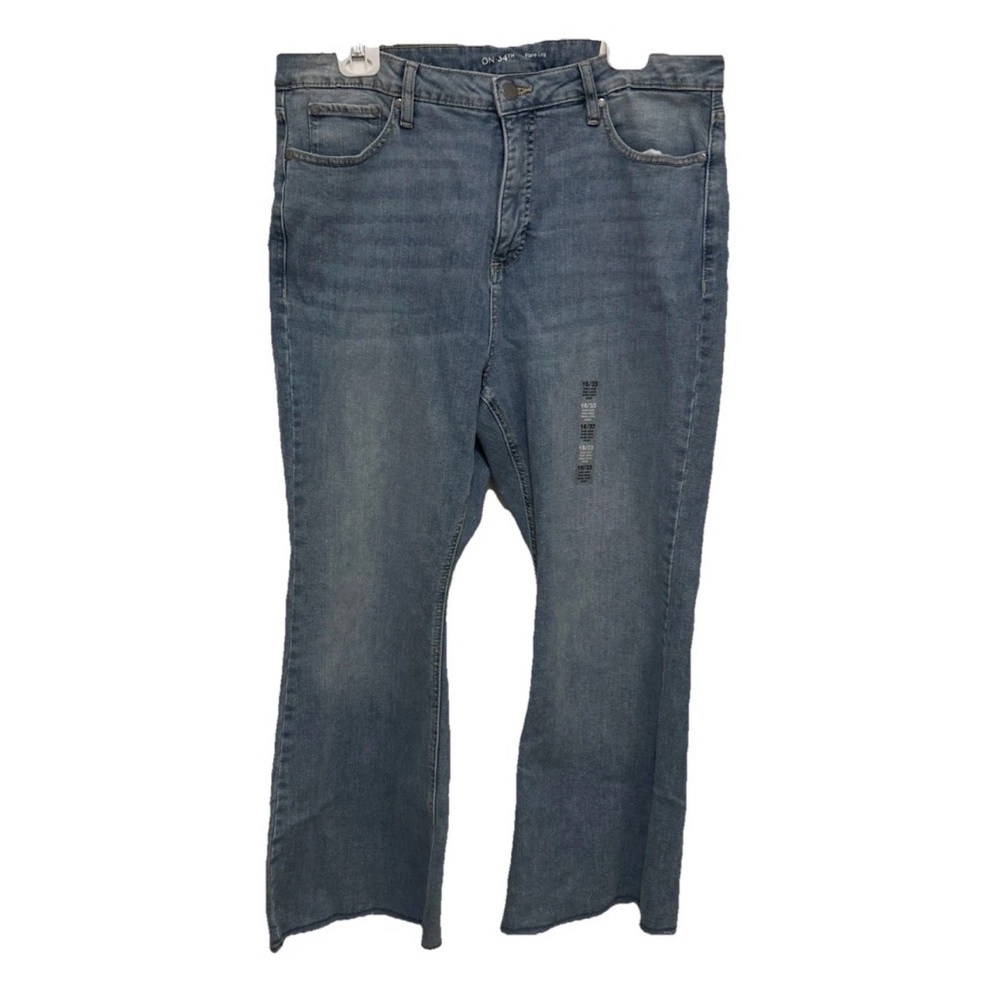 On 34th Women's Denim Flare Kick Crop Distressed Hem Jeans 16 / 33 NEW